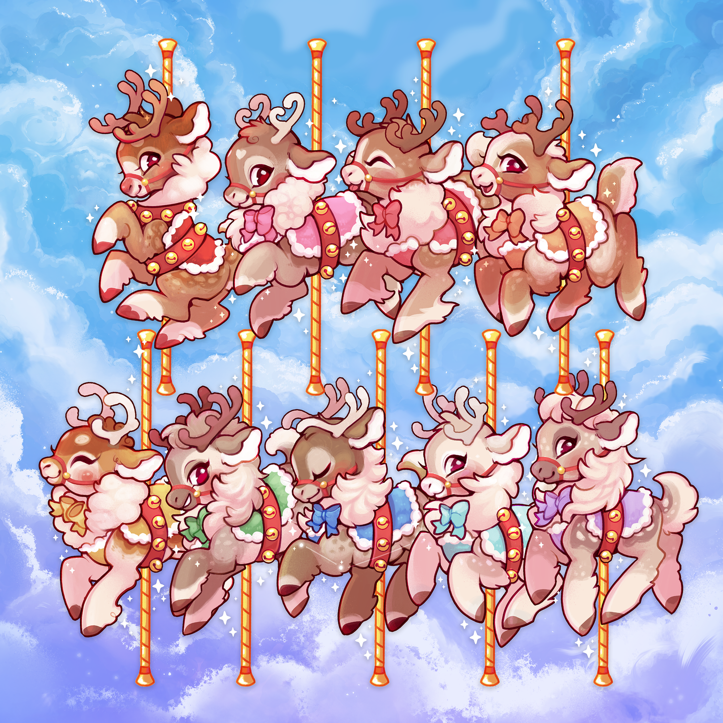Christmas Carousel Reindeer Decorations