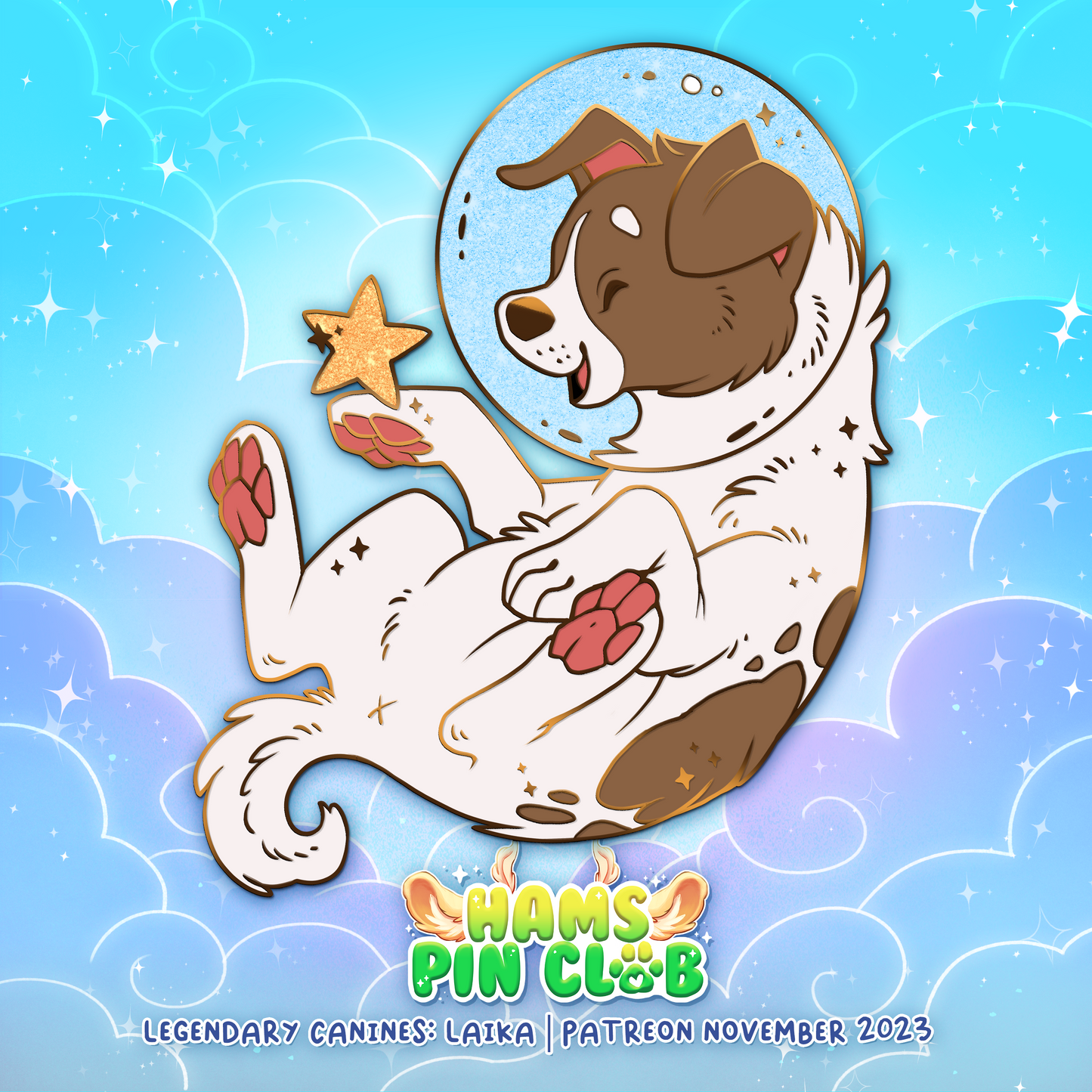 Pin de esmalte duro Laika | Perros míticos