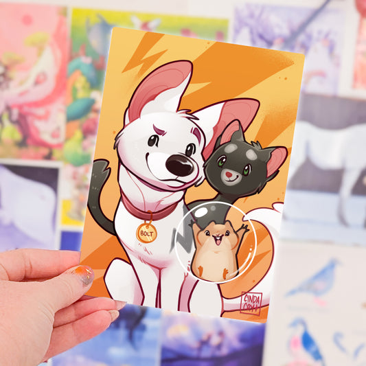 Besties Artwork Print | Lightening Dog & Friends