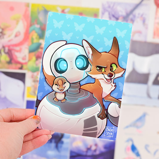 Besties Artwork Print | Robot & Family