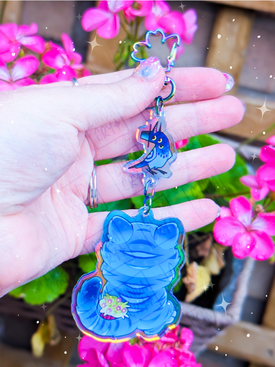 Blue Tiger & Bird Holo Deluxe Dangle Charm