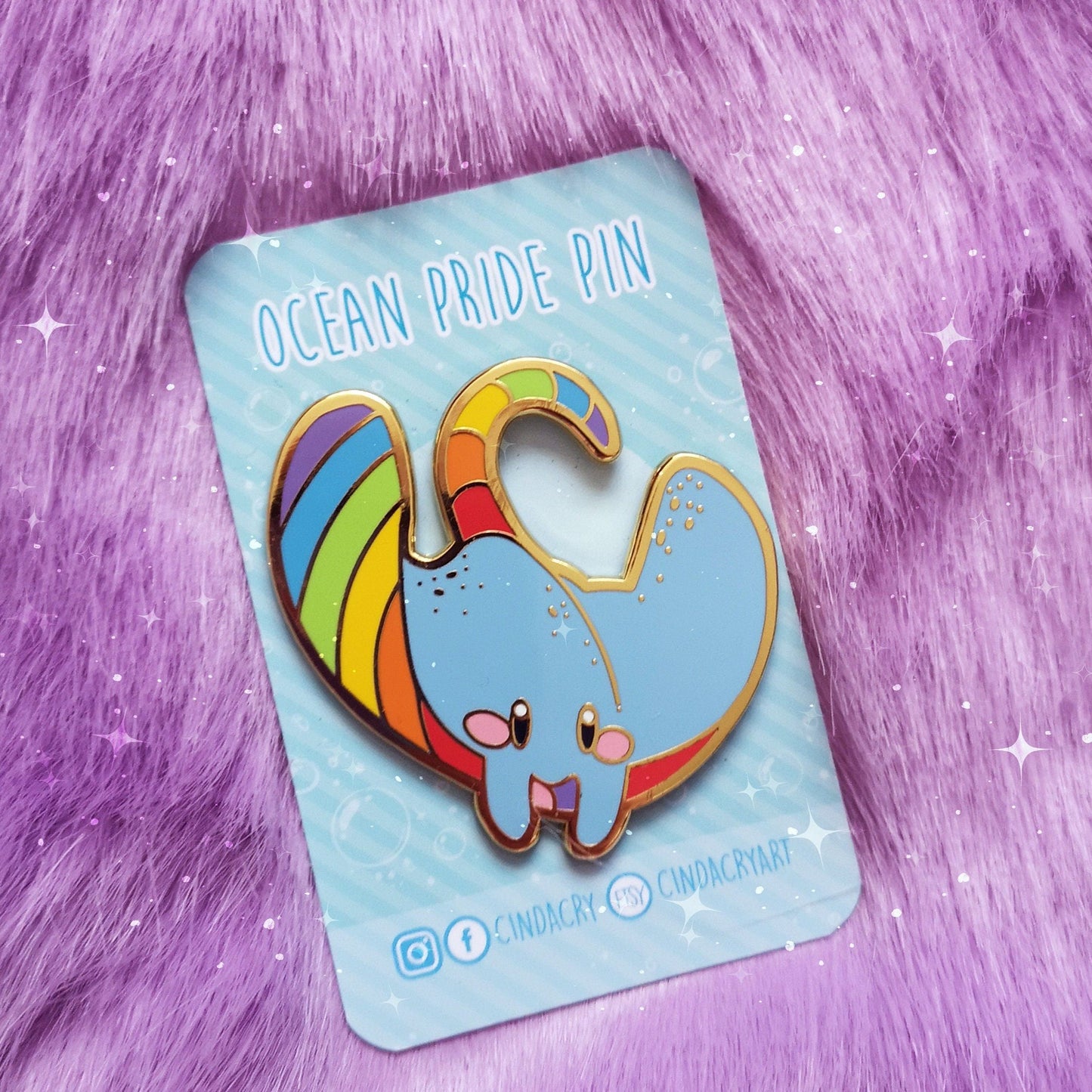 Pin de esmalte duro Manta Ray Ocean Pride