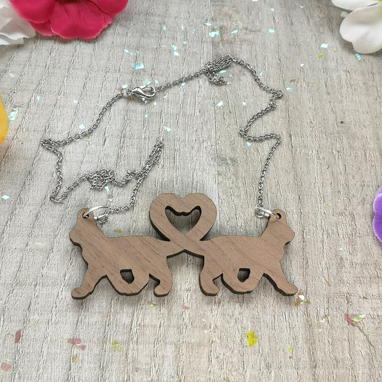 Feline Good | Kitsch Cat Statement Wooden Necklace | Cottagecore Rockabilly Recycled Fun Jewellery