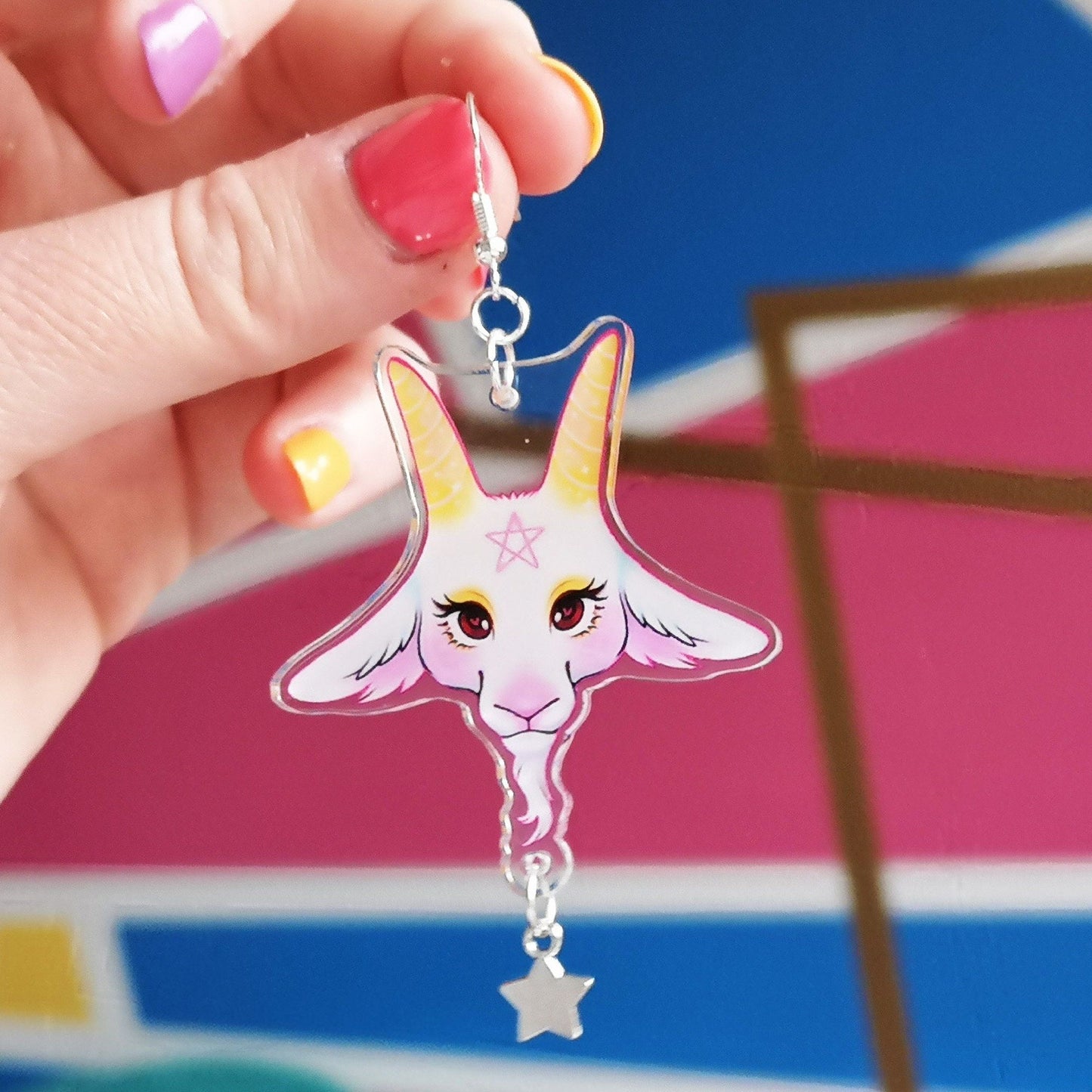 Boucles d'oreilles à breloques en acrylique Baphomet Cute as Heck