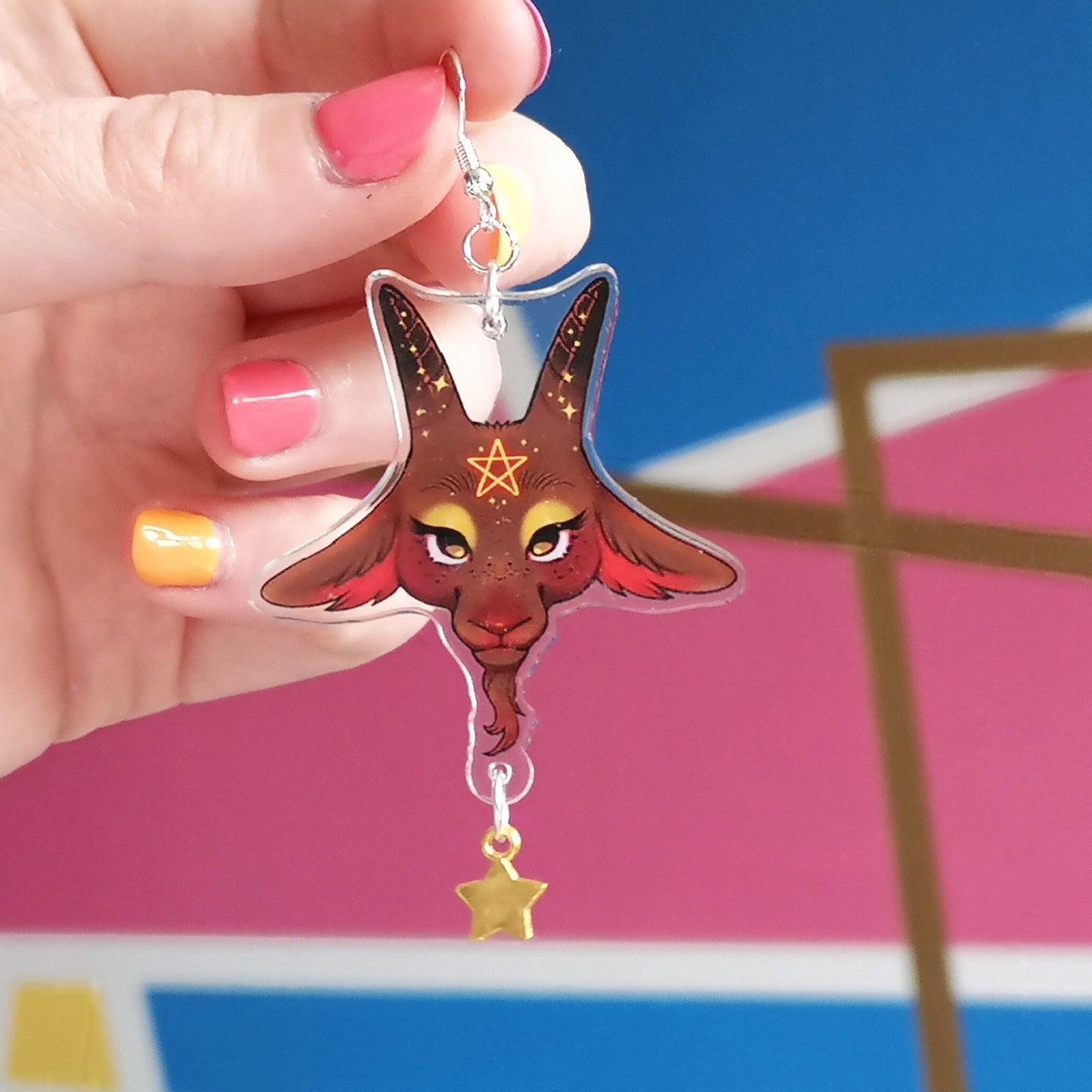 Baphomet Cute as Hell Acrylic Charm Earrings