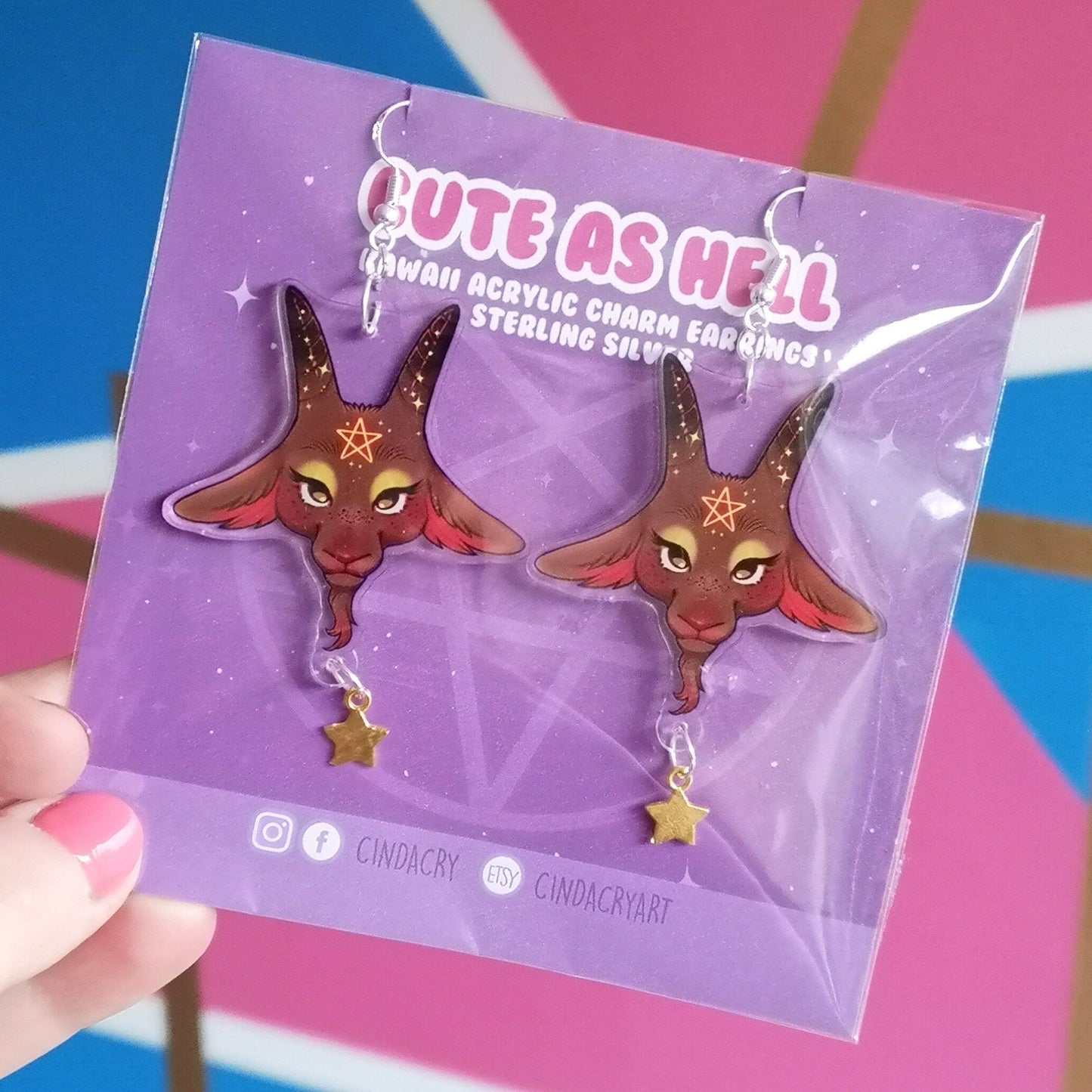 Baphomet Cute as Hell Acrylic Charm Earrings
