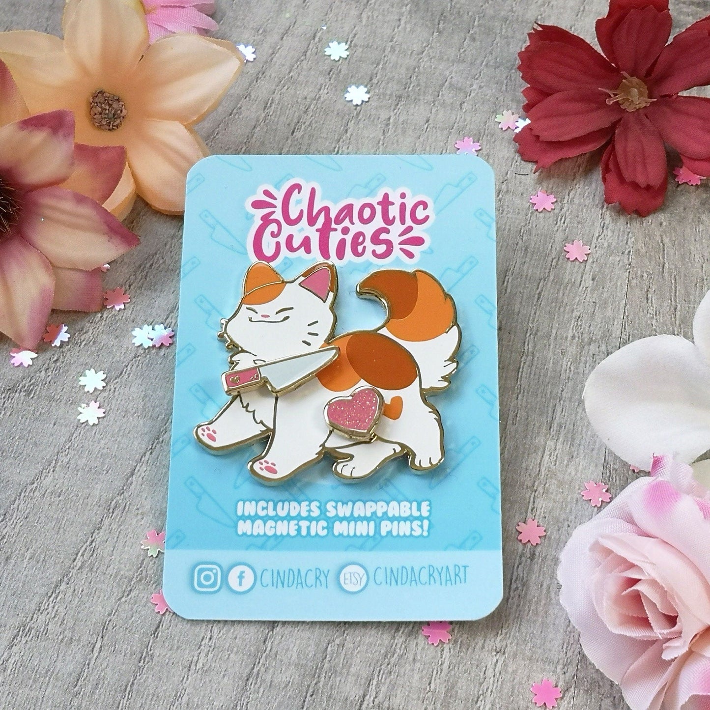 Juego de pines magnéticos de esmalte duro Calico Cat | Divertidos e intercambiables