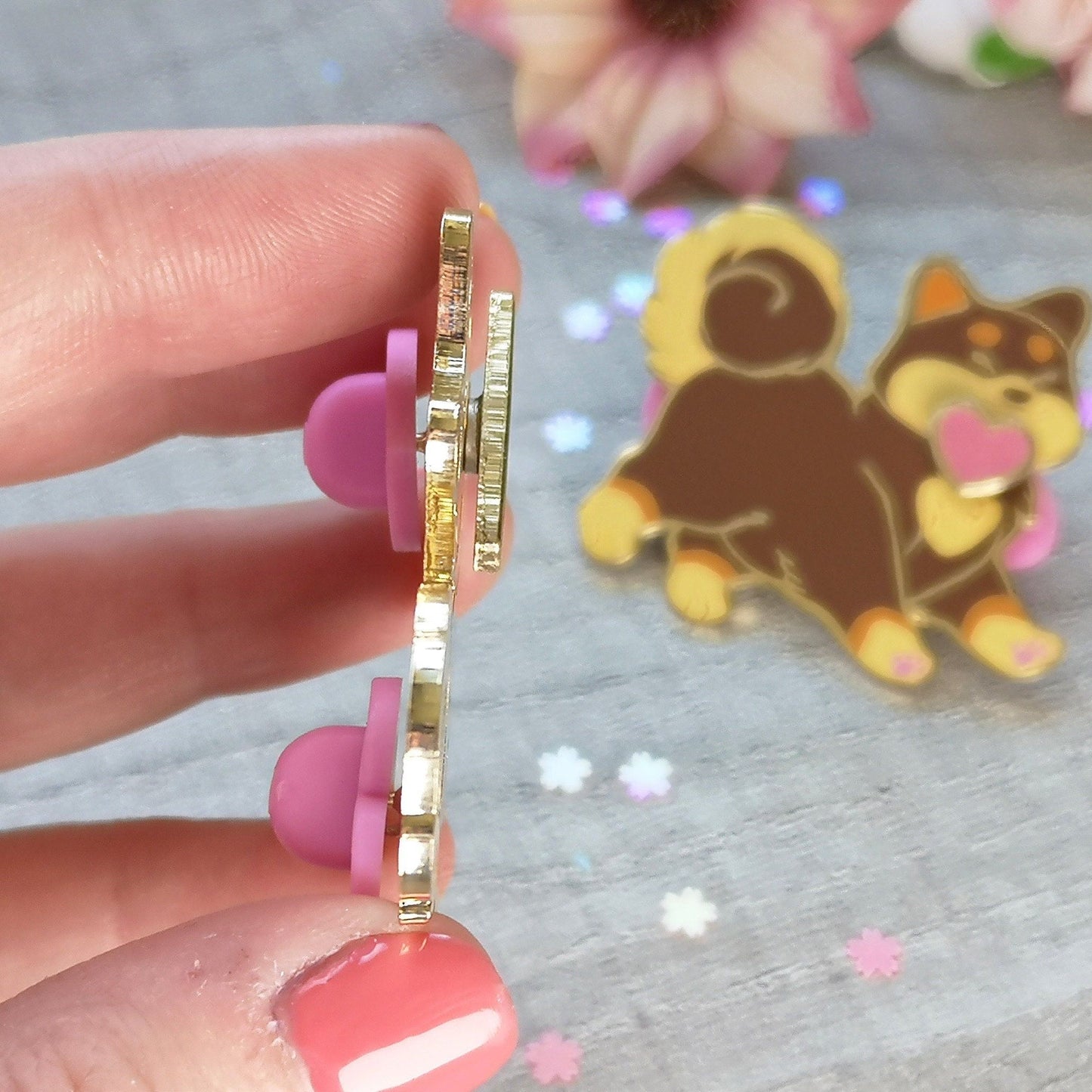 Juego de pines de esmalte duro Shiba Inu de chocolate | Divertidos e intercambiables