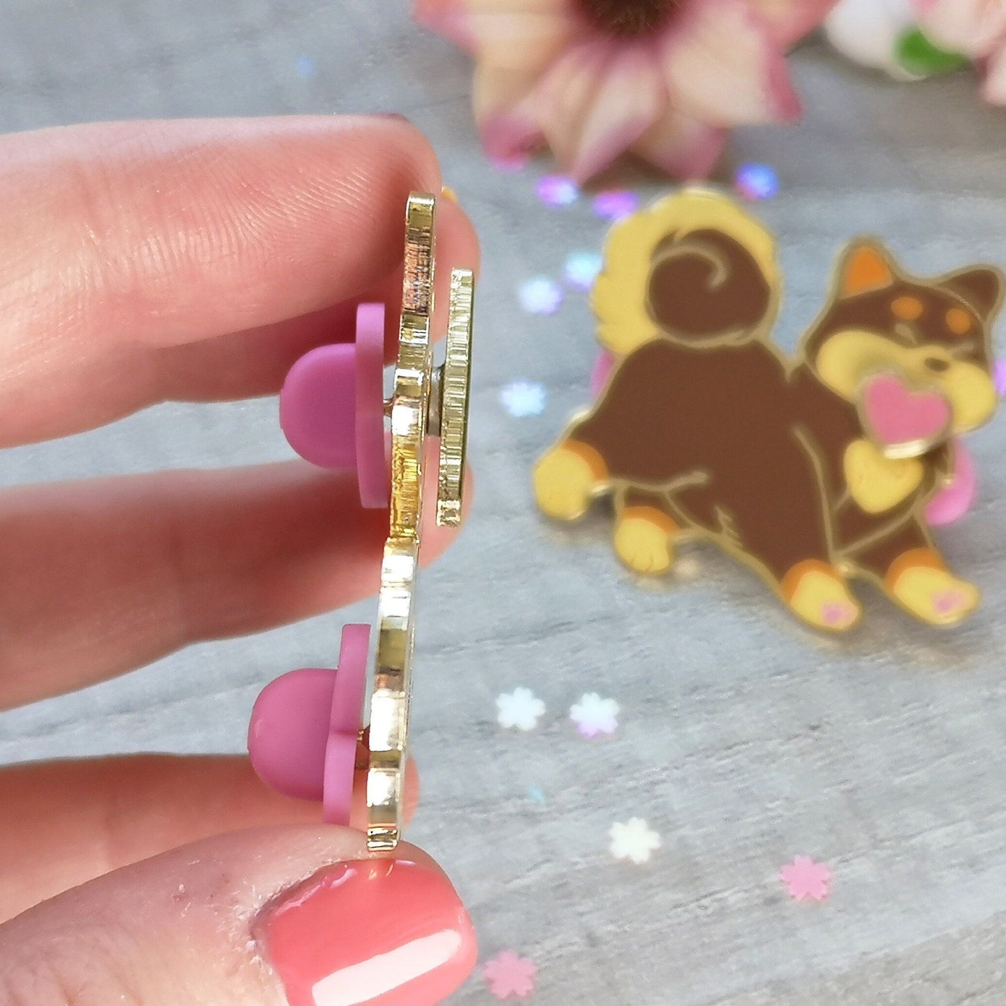 Shiba Inu naranja | Juego de pines magnéticos de esmalte duro | Divertidos e intercambiables