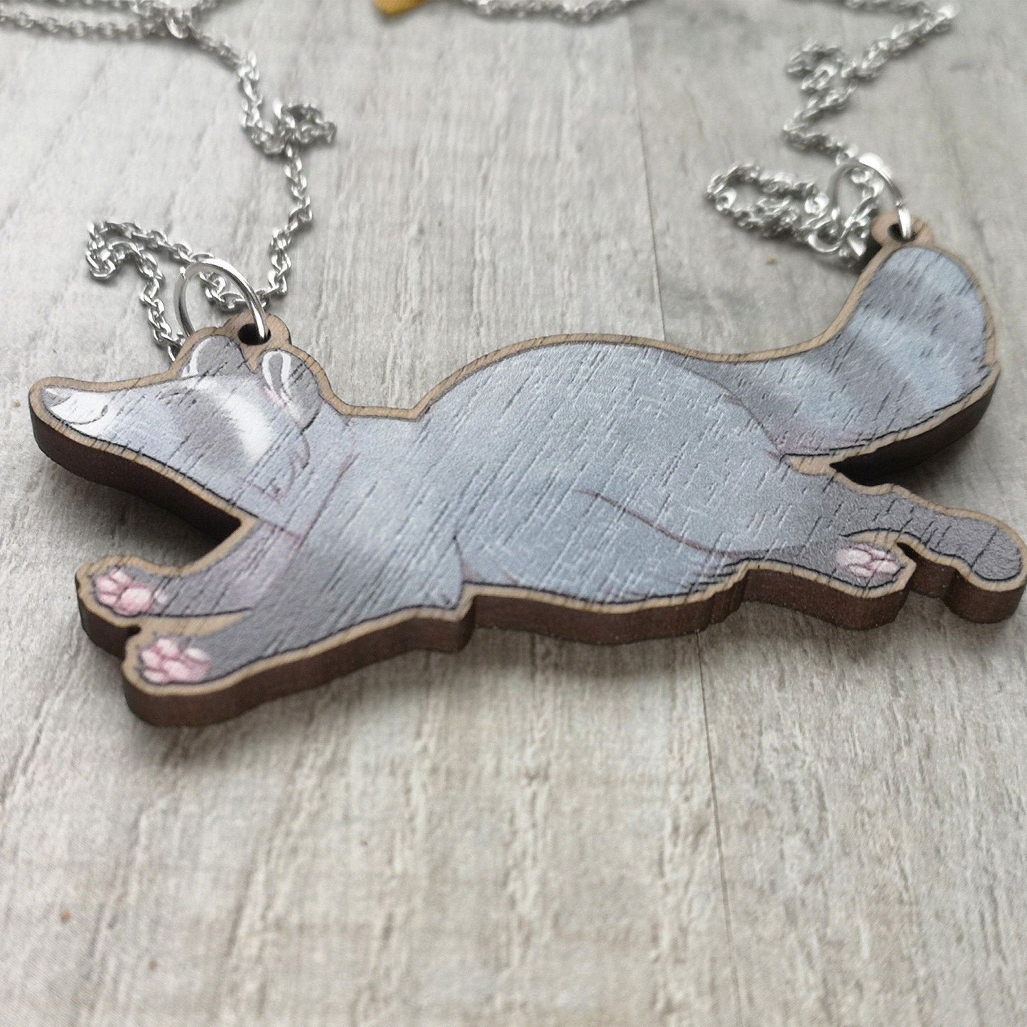 Raccoon Statement Wooden Necklace | Kitsch Cottagecore Rockabilly Recycled Fun Jewellery