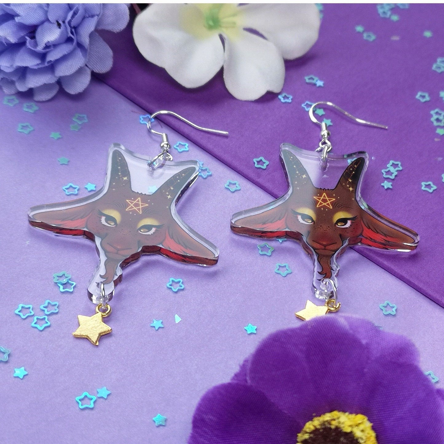 Baphomet Cute as Hell Acrylic Charm Earrings
