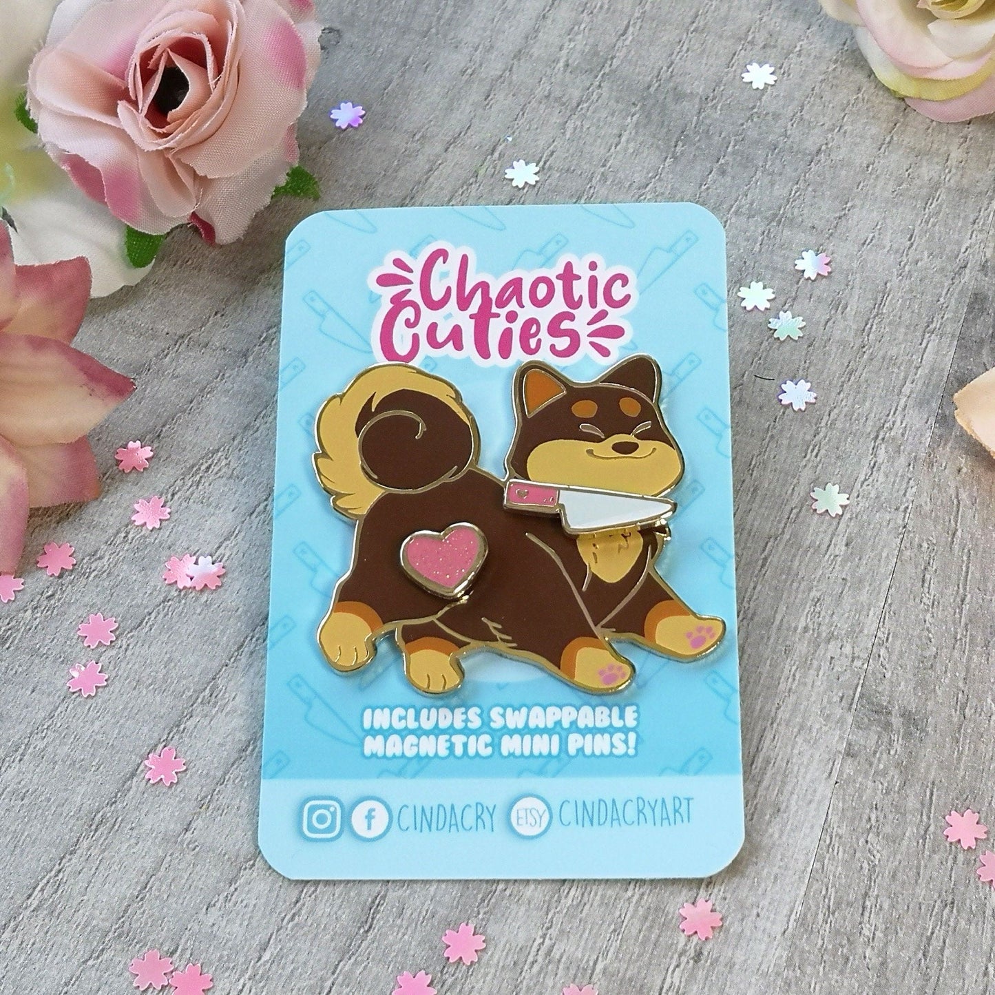 Juego de pines de esmalte duro Shiba Inu de chocolate | Divertidos e intercambiables