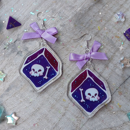 Pendientes de cubo gelatinoso transparente con dije acrílico