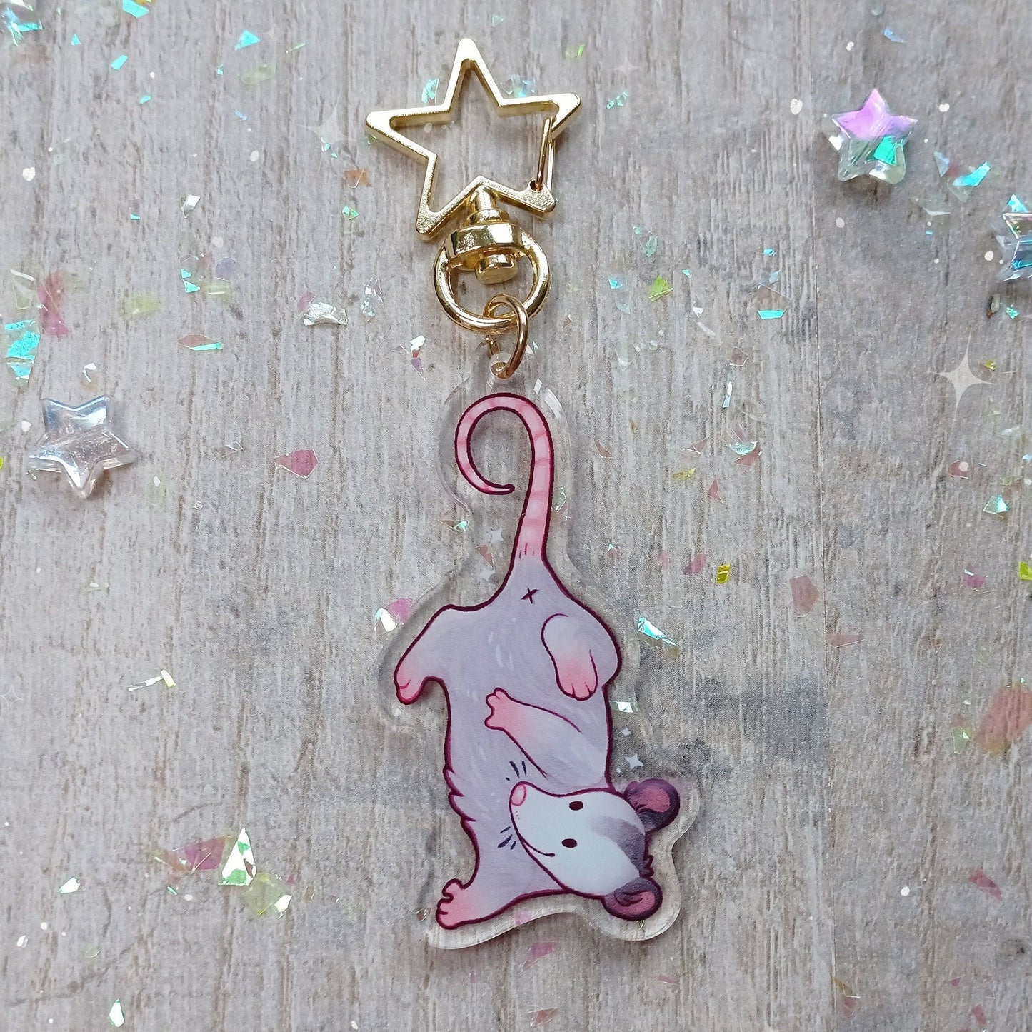 Porte-clés Possum avec breloque en acrylique