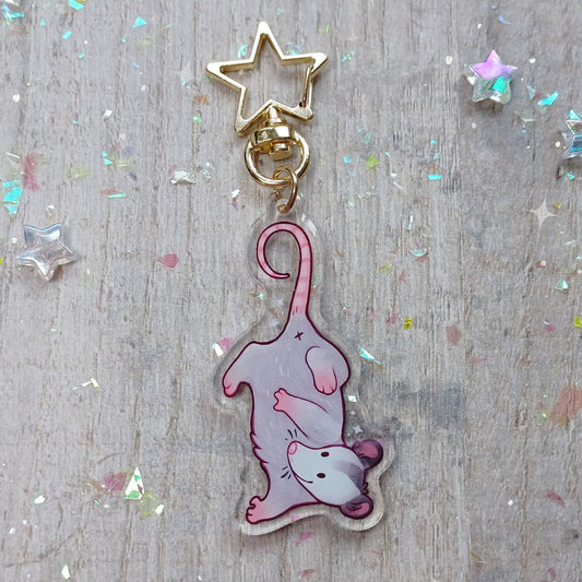 Llavero acrílico con dije de zarigüeya