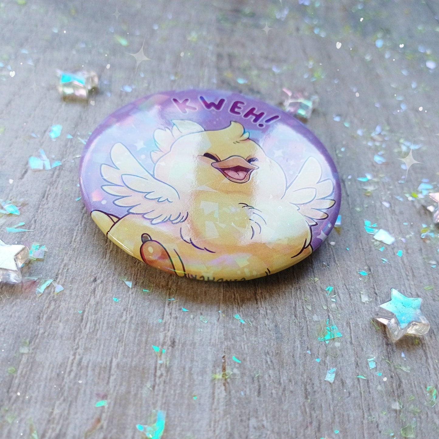 ¡KWEH! Insignia holográfica grande de pollo corpulento