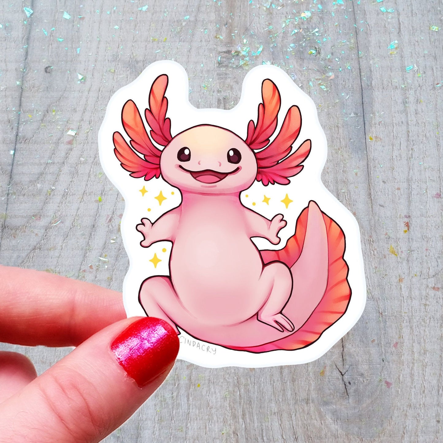 Pegatina de vinilo con un lindo ajolote