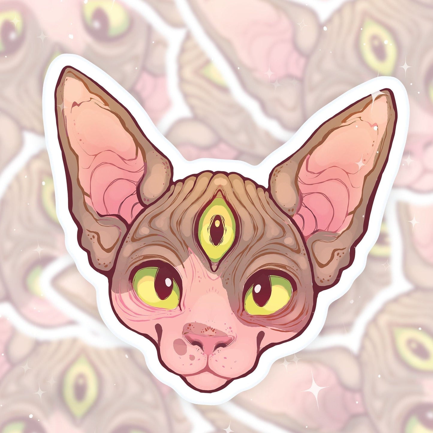 Pegatina de vinilo con el tercer ojo del gato esfinge