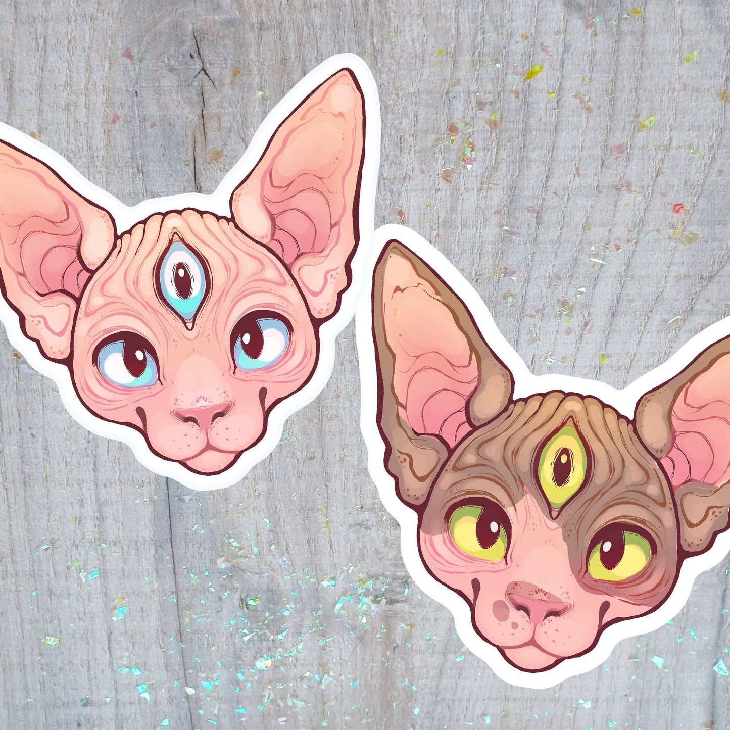 Pegatina de vinilo con el tercer ojo del gato esfinge