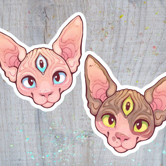 Pegatina de vinilo con el tercer ojo del gato esfinge