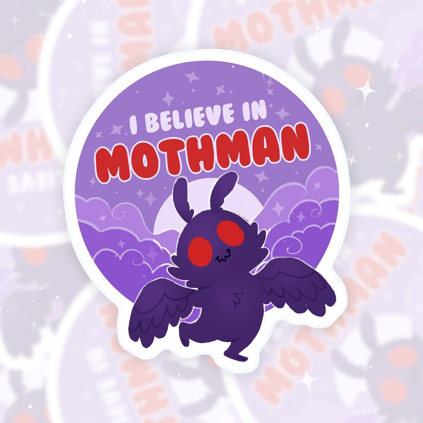 Creo en Mothman, linda pegatina de vinilo