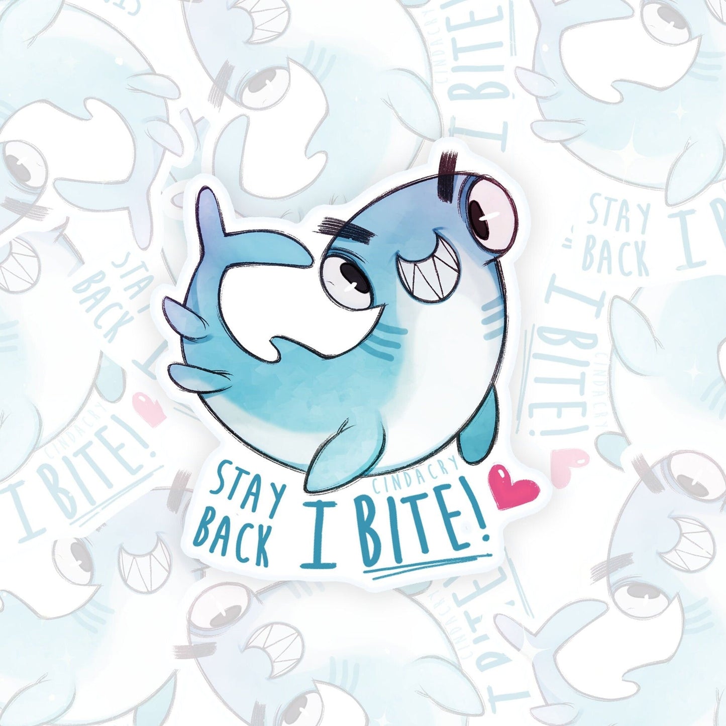 ¡No te muevas, muerdo! Adhesivo de tiburón martillo | Adhesivo de vinilo divertido y simpático