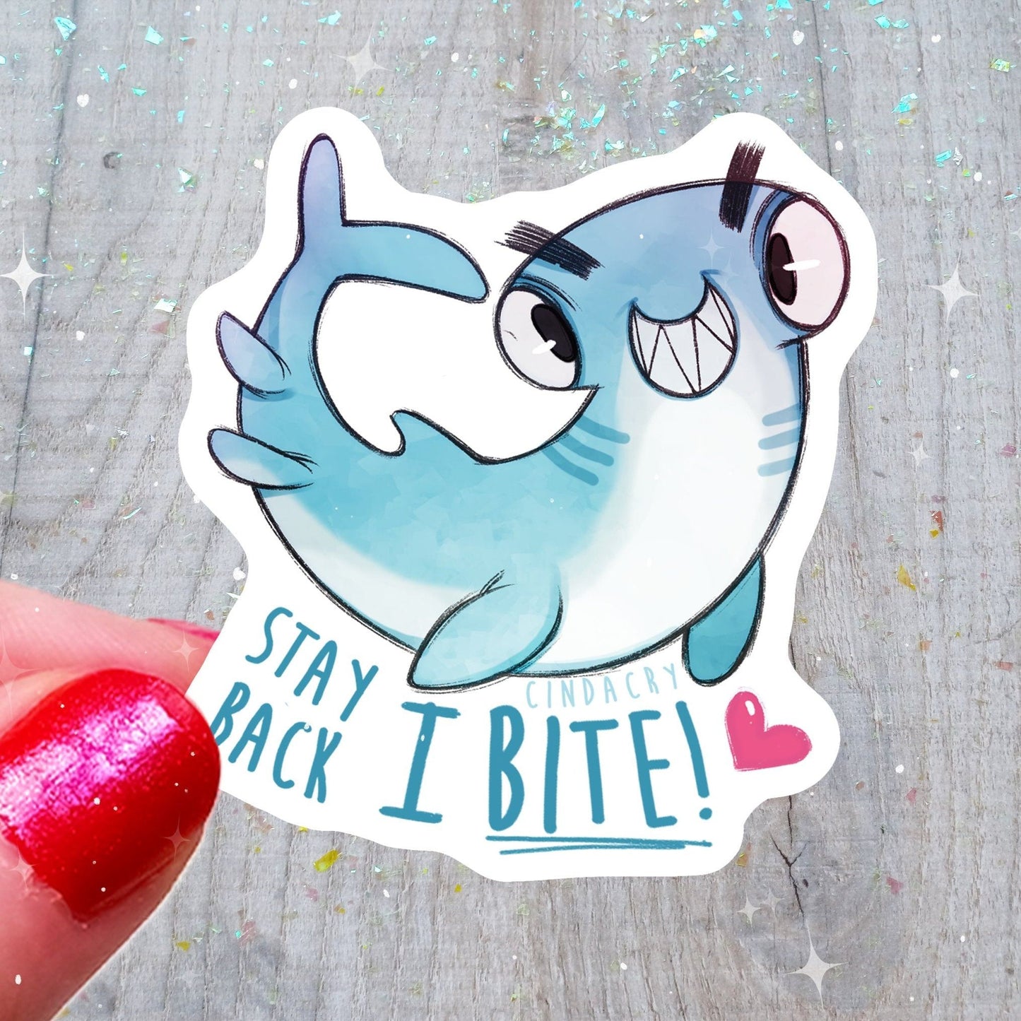 ¡No te muevas, muerdo! Adhesivo de tiburón martillo | Adhesivo de vinilo divertido y simpático