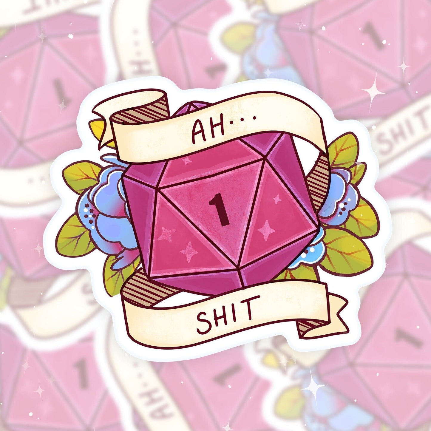 ¡Ah, mierda! Pegatina de vinilo D20