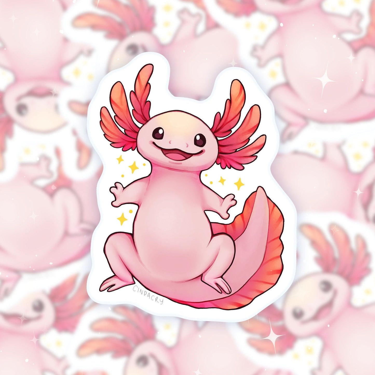 Pegatina de vinilo con un lindo ajolote