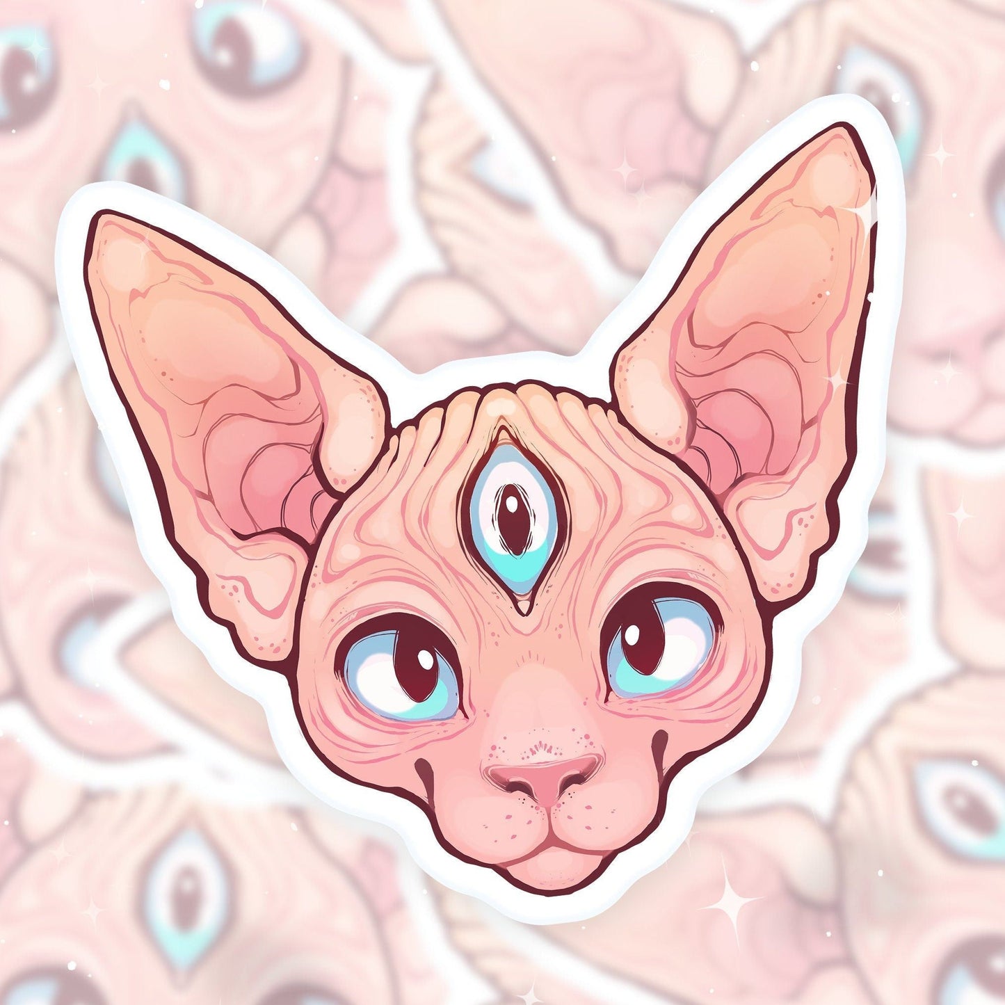 Pegatina de vinilo con el tercer ojo del gato esfinge