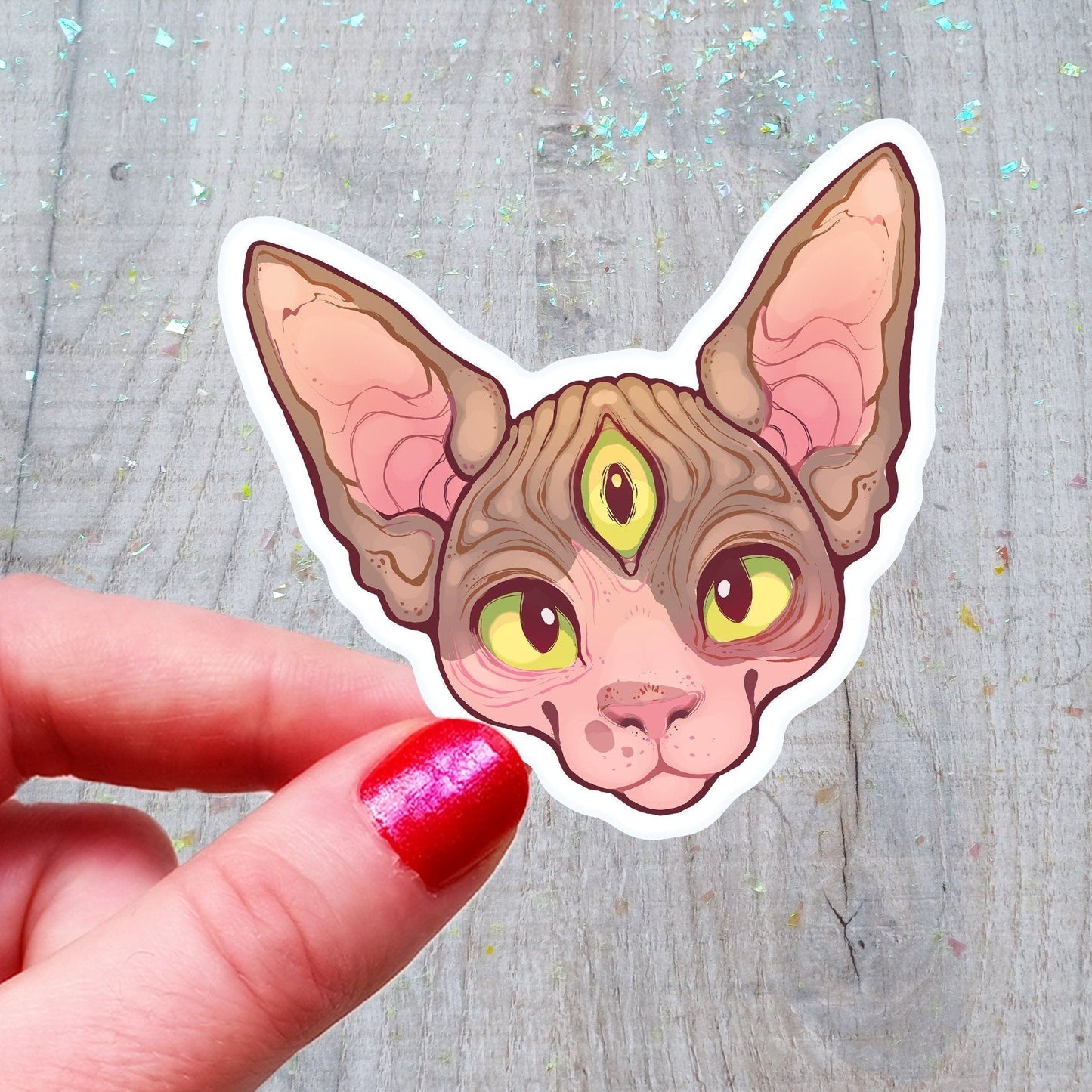 Pegatina de vinilo con el tercer ojo del gato esfinge