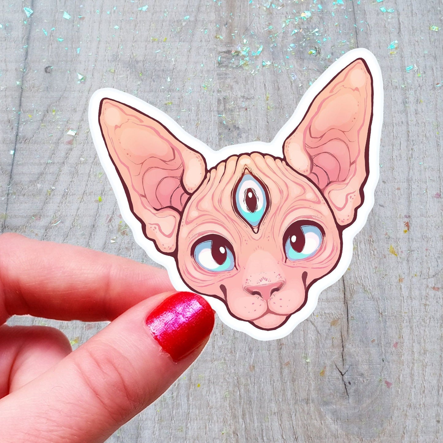 Pegatina de vinilo con el tercer ojo del gato esfinge