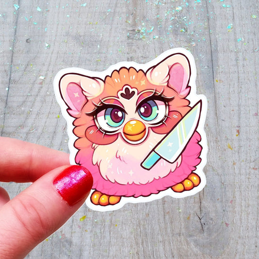 Pegatina de vinilo con el adorable peludo picante