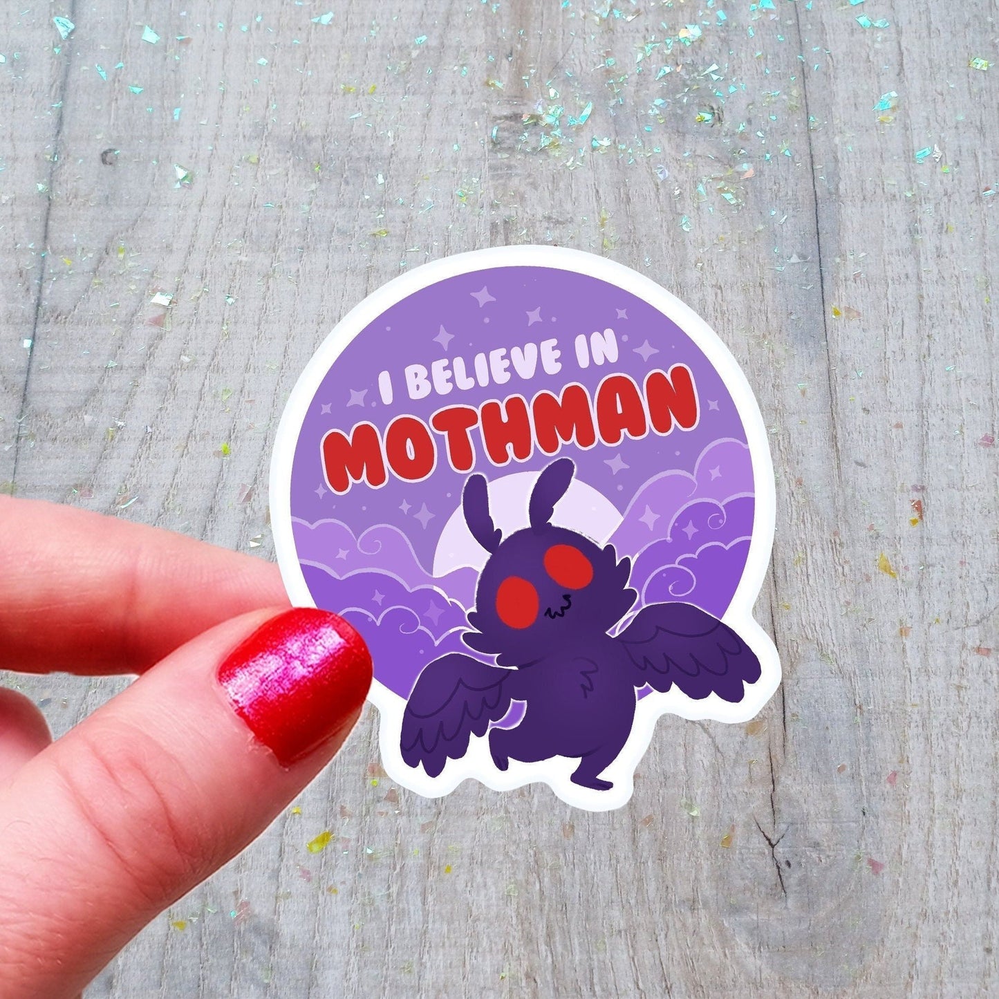Creo en Mothman, linda pegatina de vinilo