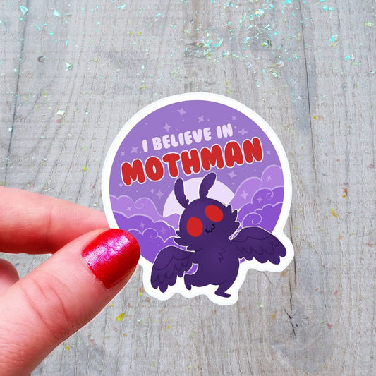 Creo en Mothman, linda pegatina de vinilo