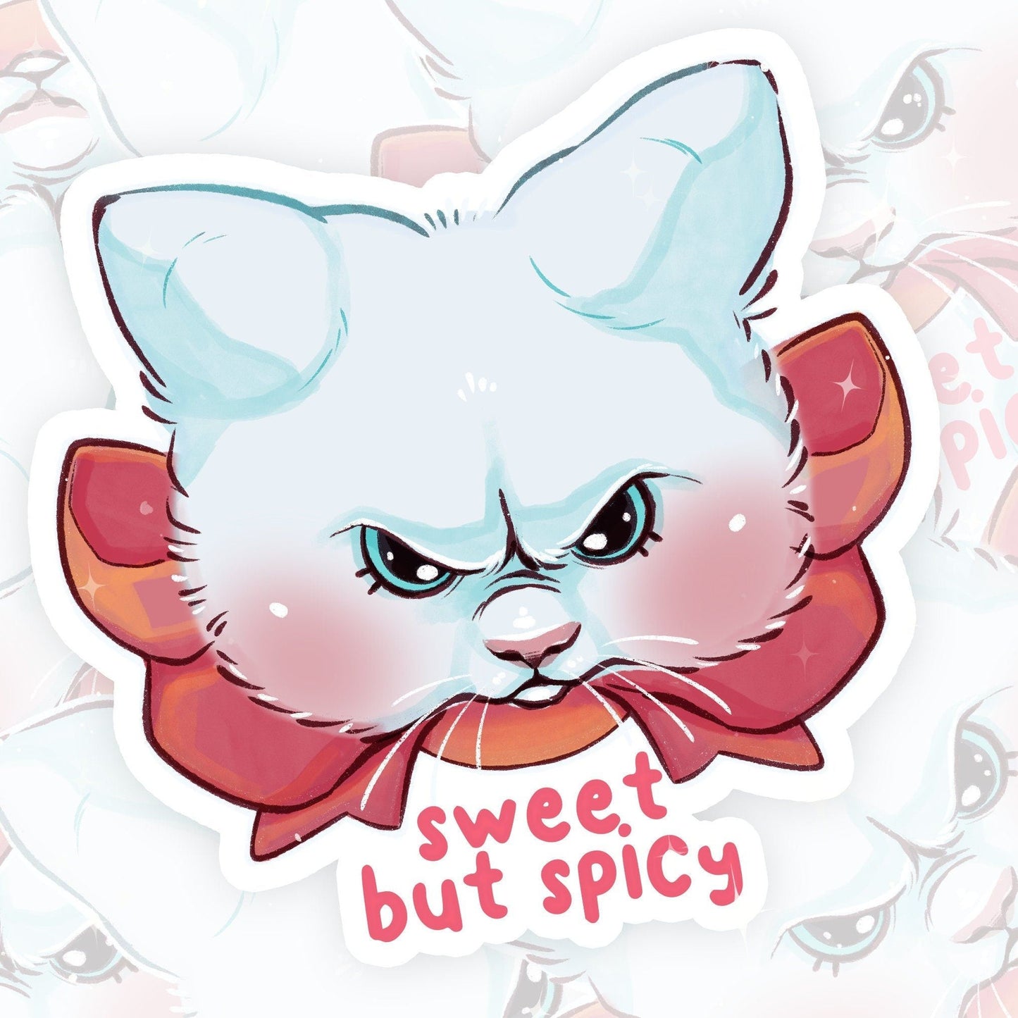 Pegatina de gatito dulce y picante | Pegatina de vinilo divertida y simpática