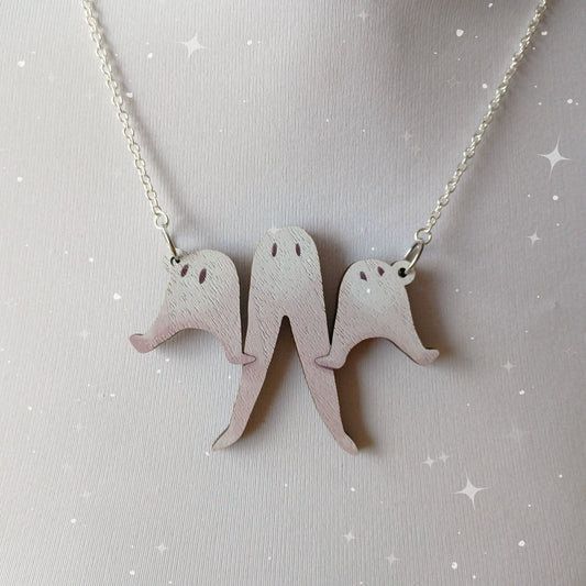 Collar de madera con diseño de Nightcrawler de Fresno | Joyas divertidas recicladas de estilo kitsch cottagecore rockabilly