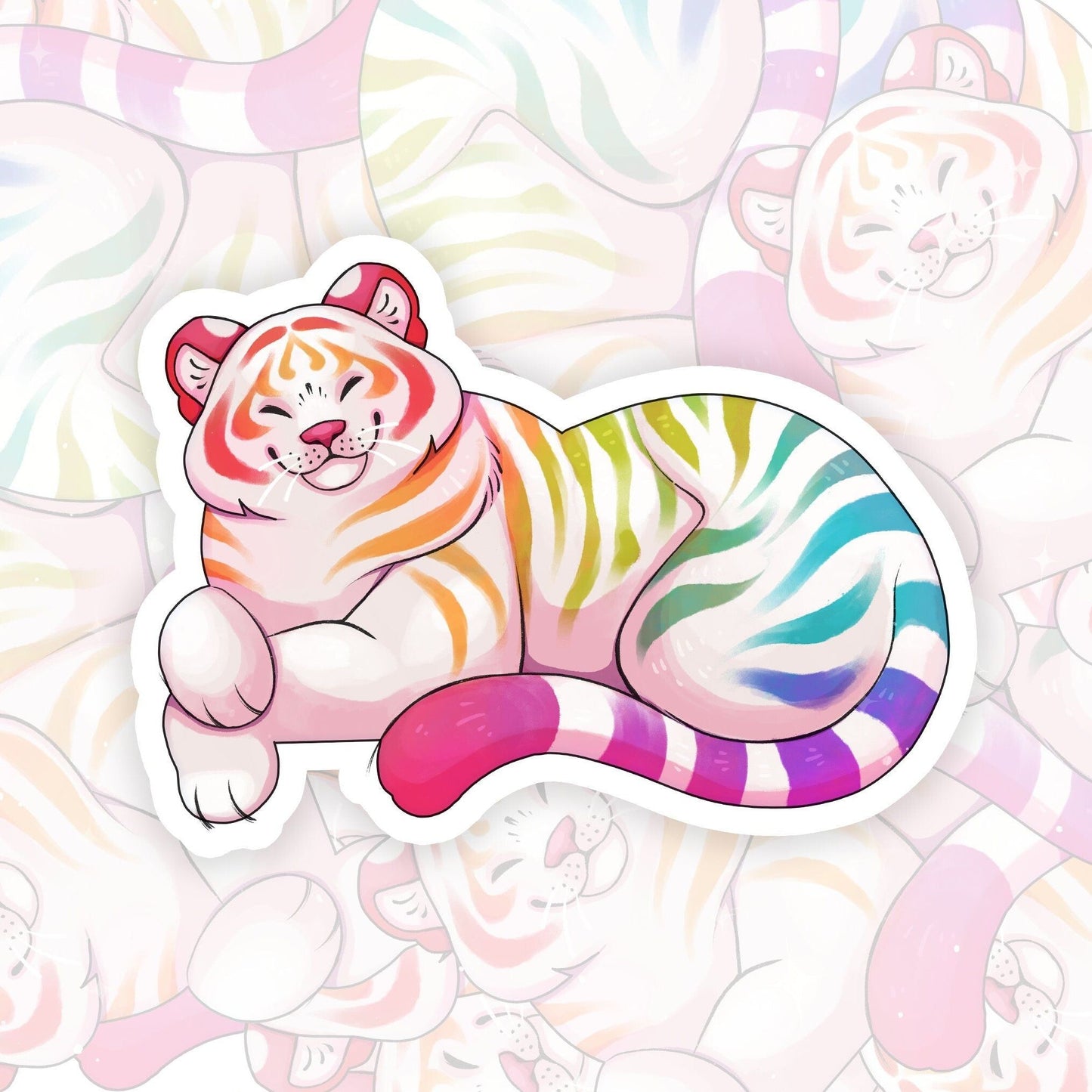 Autocollant Chubby Rainbow Pride Tiger