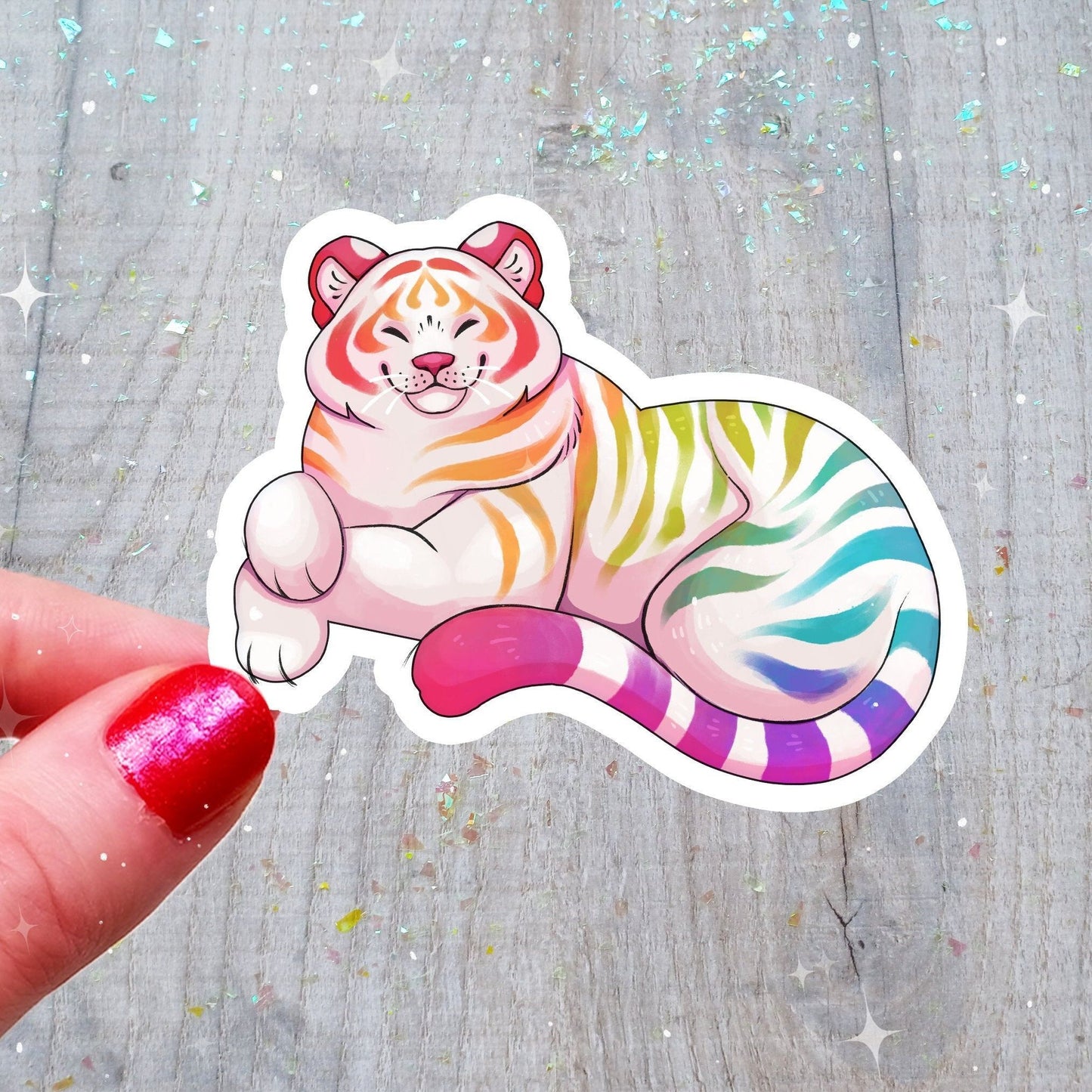 Autocollant Chubby Rainbow Pride Tiger