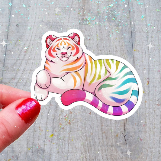 Pegatina Tigre Gordito Orgullo Arcoiris