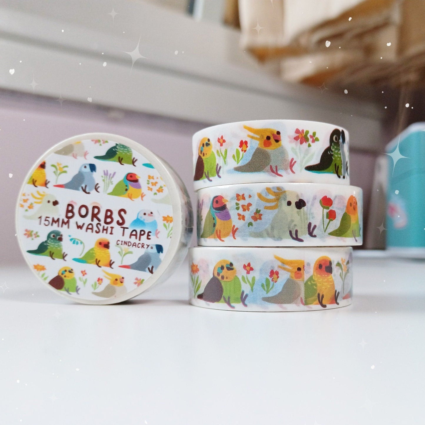 Illustrated Borbs Washi Tape Fat Chubby Birds
