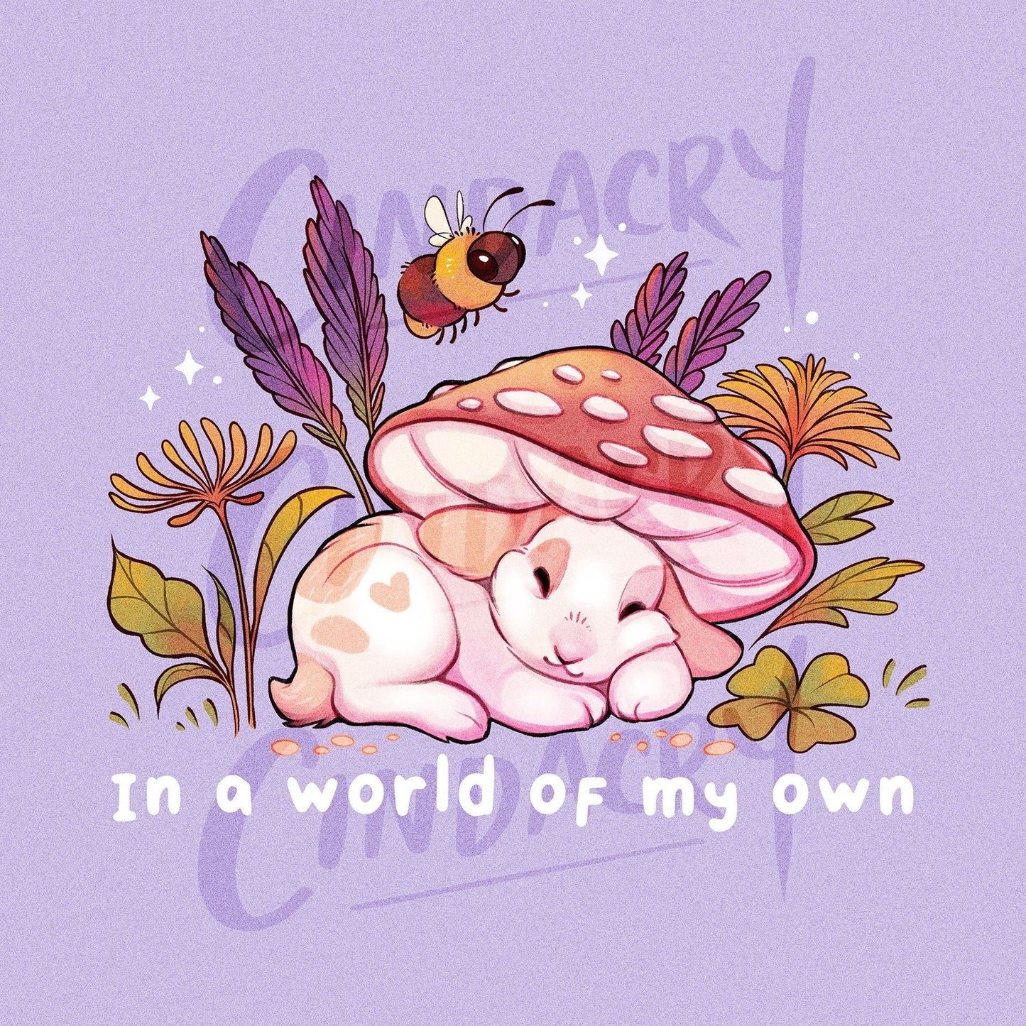 Camiseta de conejo con sombrero de hongo, "En un mundo propio"