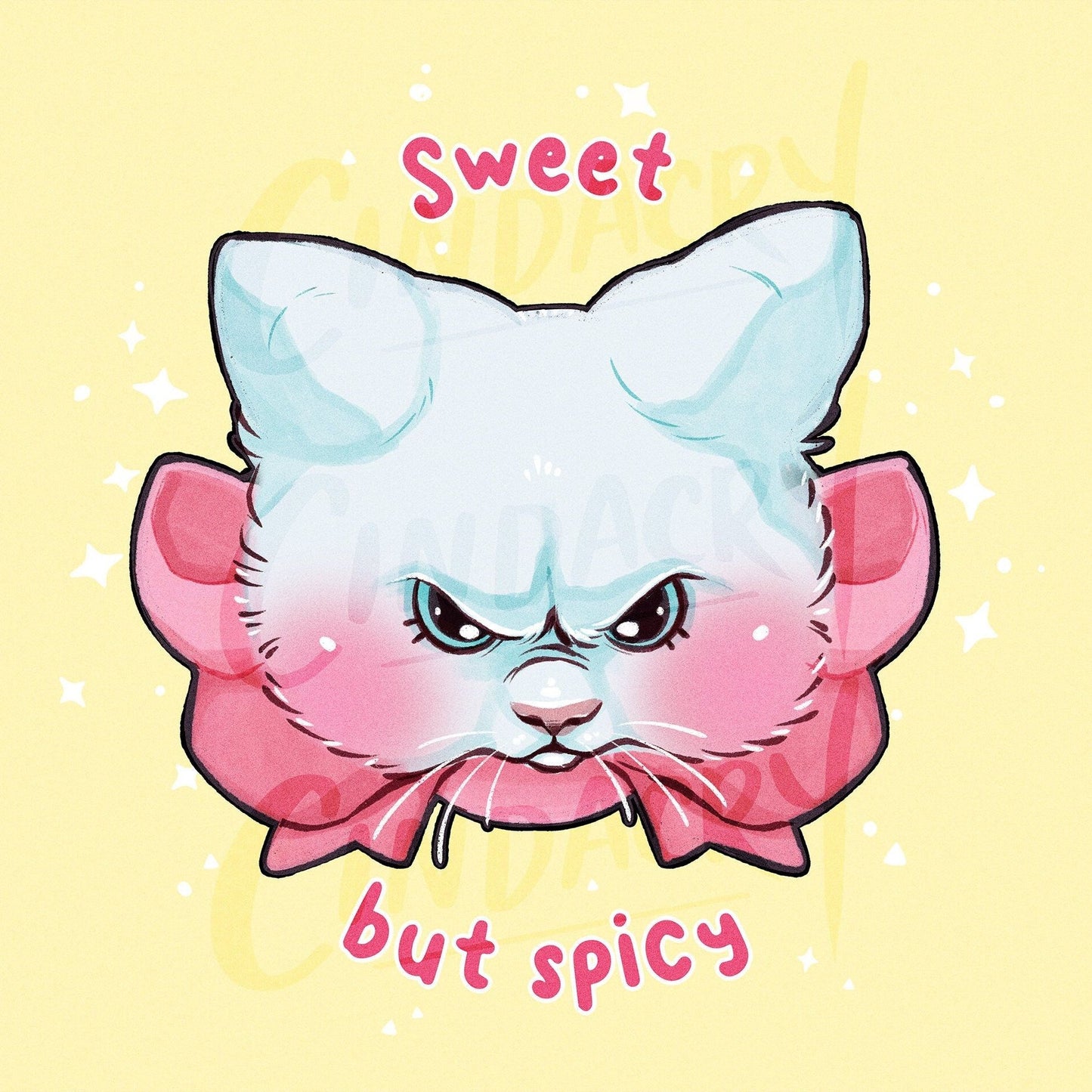 Camiseta con gatito dulce y picante en tonos pastel