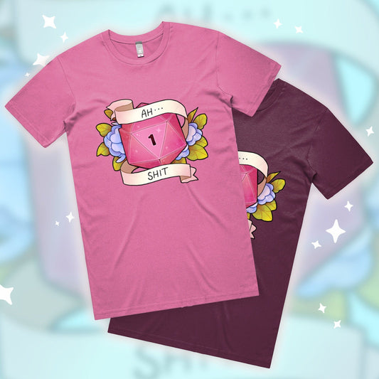 Camiseta de DnD con el mensaje "Ah, mierda!" Critical Fail