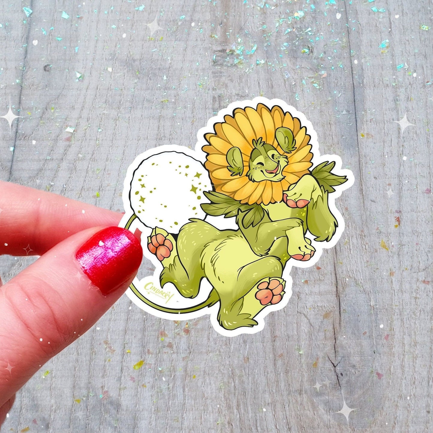 Pegatina holográfica DnD de Dandylion, linda pegatina holográfica kawaii con arcoíris críptica