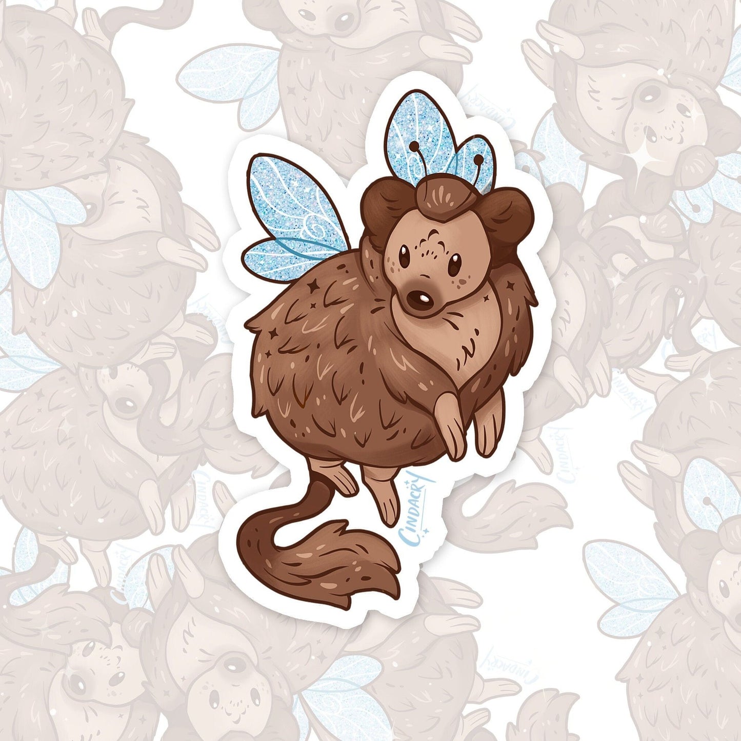 Pegatina holográfica de Tizzie Whizzie, adorable arcoíris holográfico kawaii, críptica