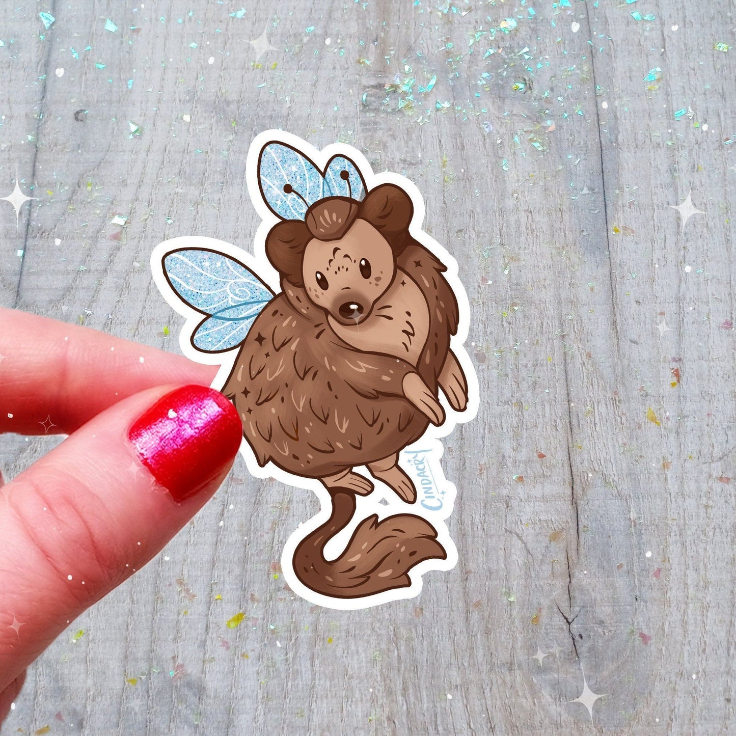 Pegatina holográfica de Tizzie Whizzie, adorable arcoíris holográfico kawaii, críptica