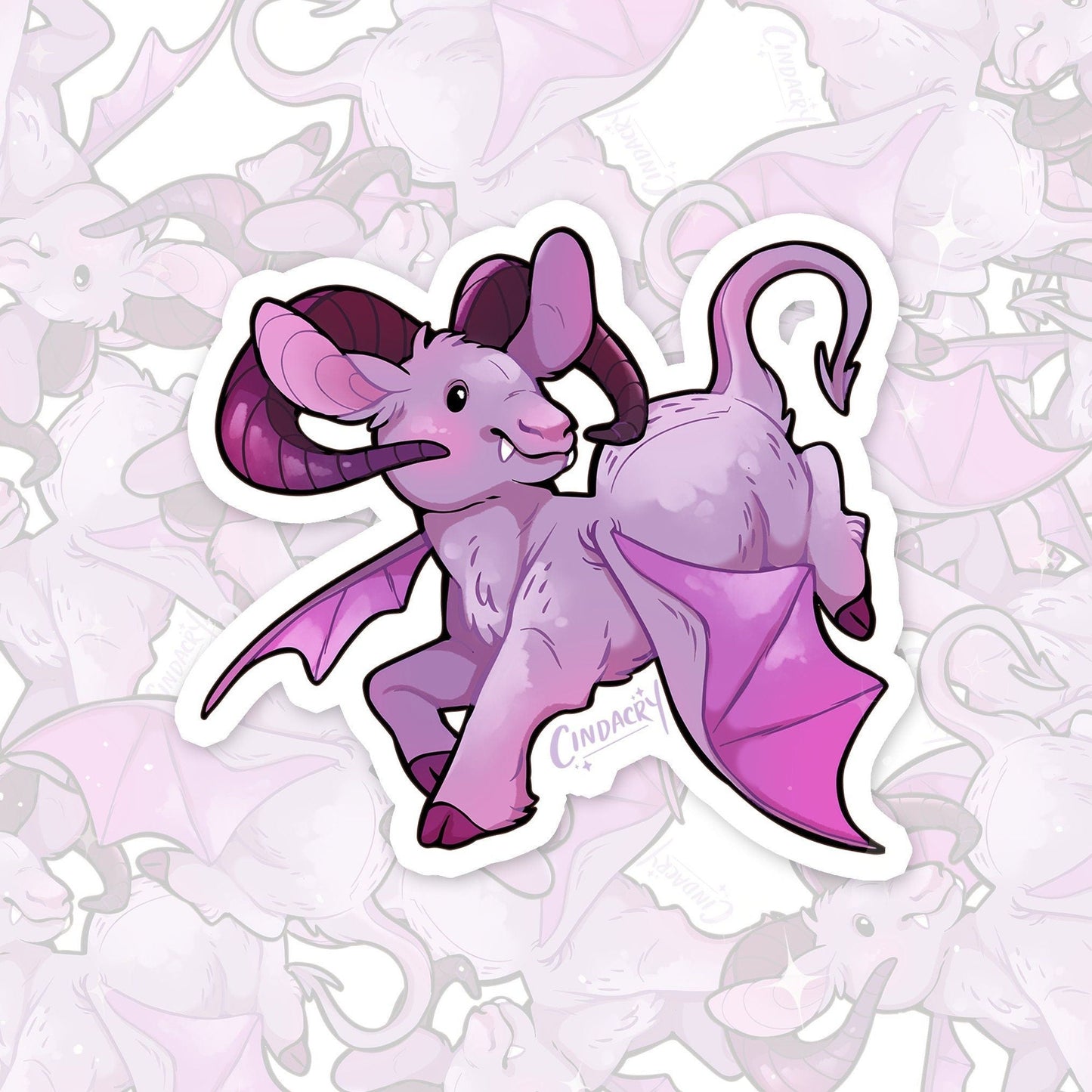 Pegatina holográfica del diablo de Jersey, adorable cabra críptica arcoíris holográfica kawaii