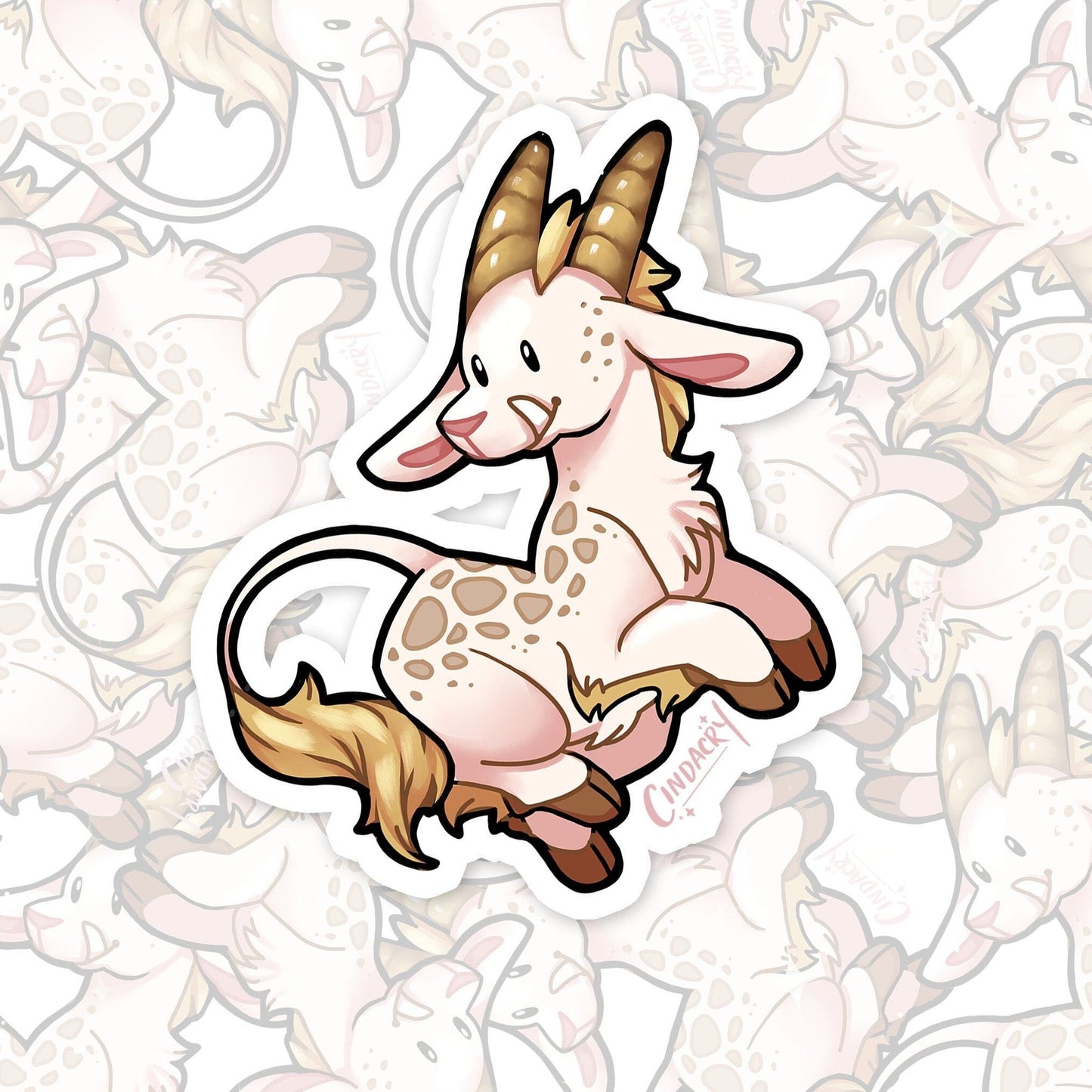 Pegatina holográfica de Yale con diseño de arcoíris cripta kawaii