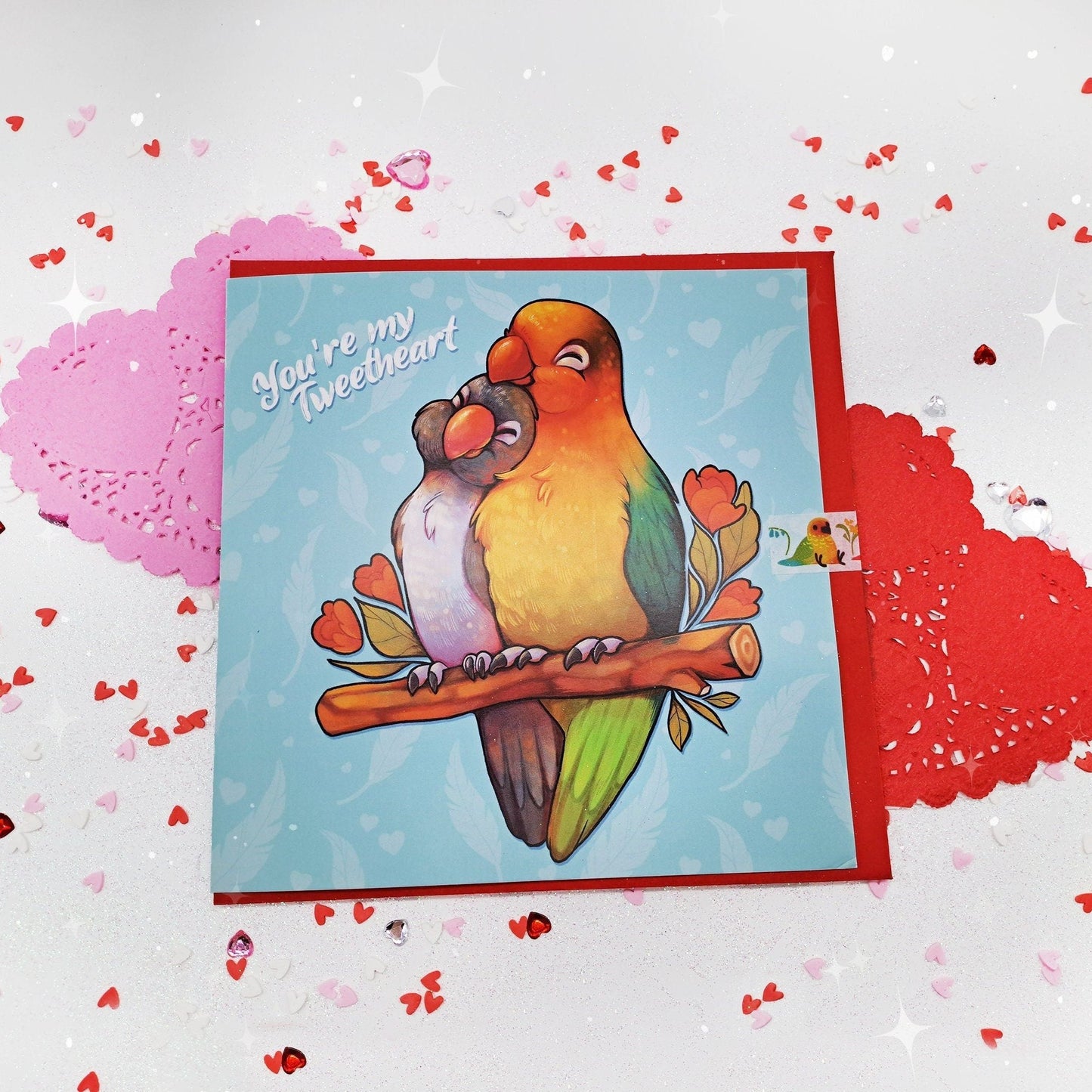 ¡Eres mi Tweetheart! | Linda tarjeta de San Valentín con forma de agapornis